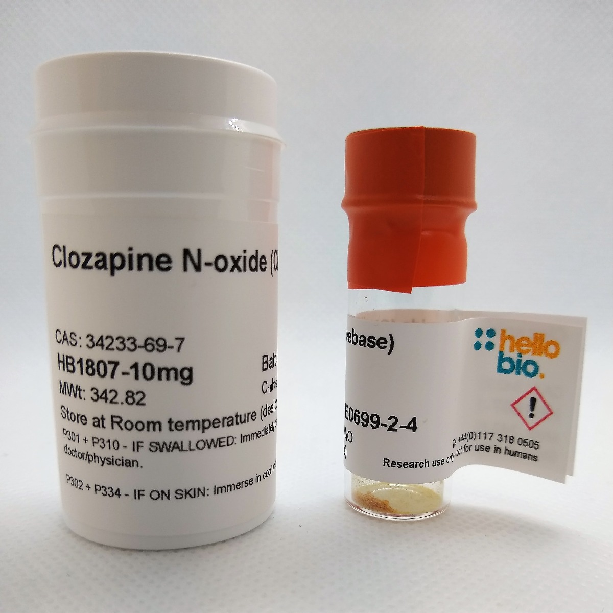 Clozapine N-oxide (CNO) (freebase) product vial image | Hello Bio Clozapine N-oxide (CNO) (freebase) product vial image | Hello Bio